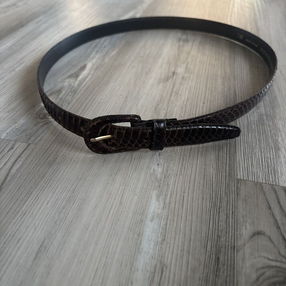 Skaffles Genuine Snakeskin Belt Brown Size M/L